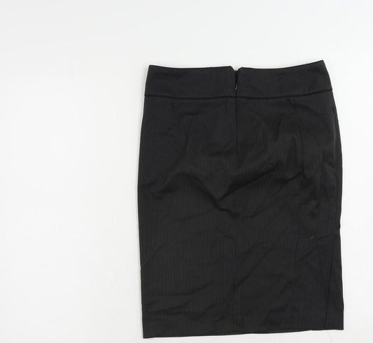 Debenhams Womens Grey Striped Polyester Straight & Pencil Skirt Size 8 Zip