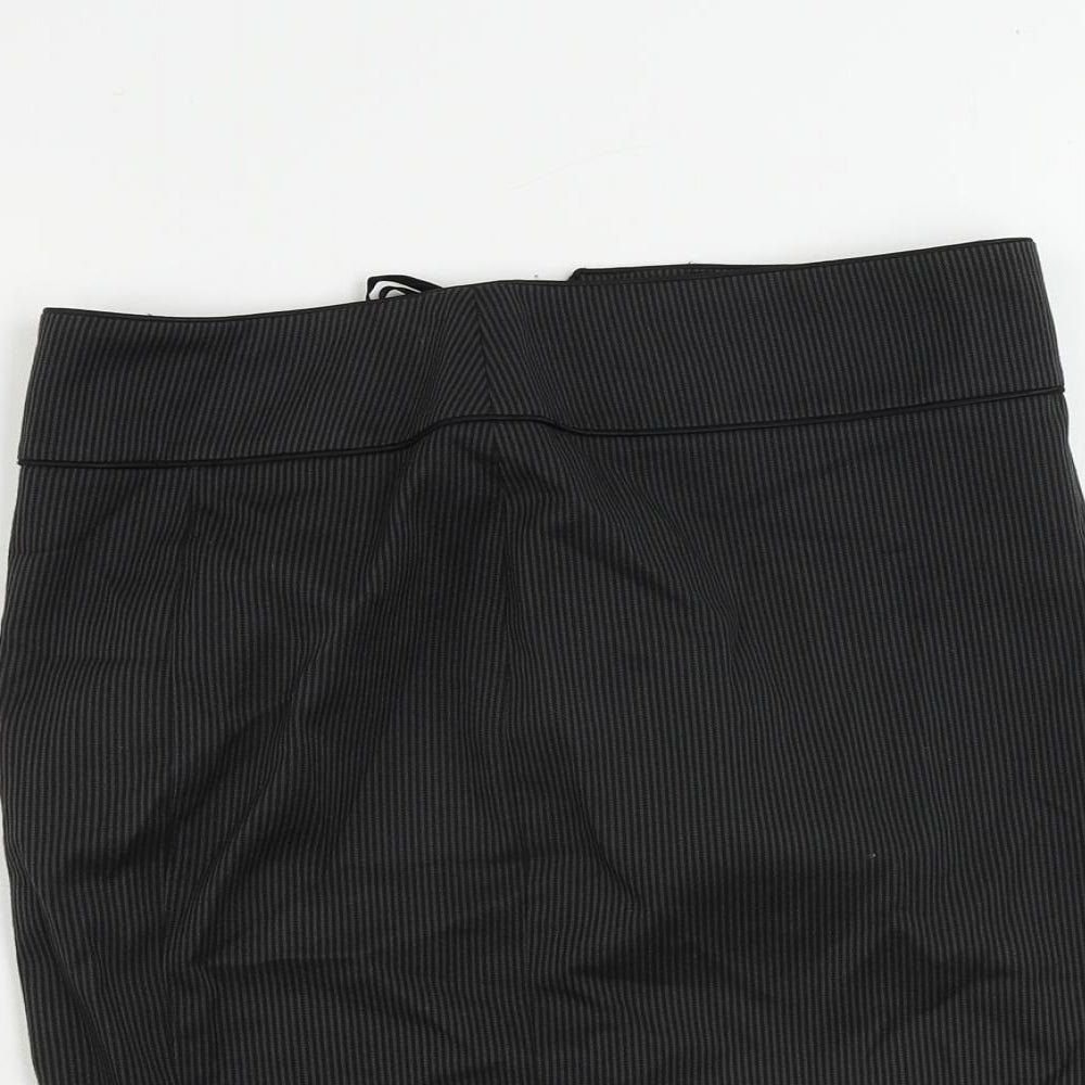 Debenhams Womens Grey Striped Polyester Straight & Pencil Skirt Size 8 Zip