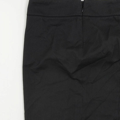 Debenhams Womens Grey Striped Polyester Straight & Pencil Skirt Size 8 Zip