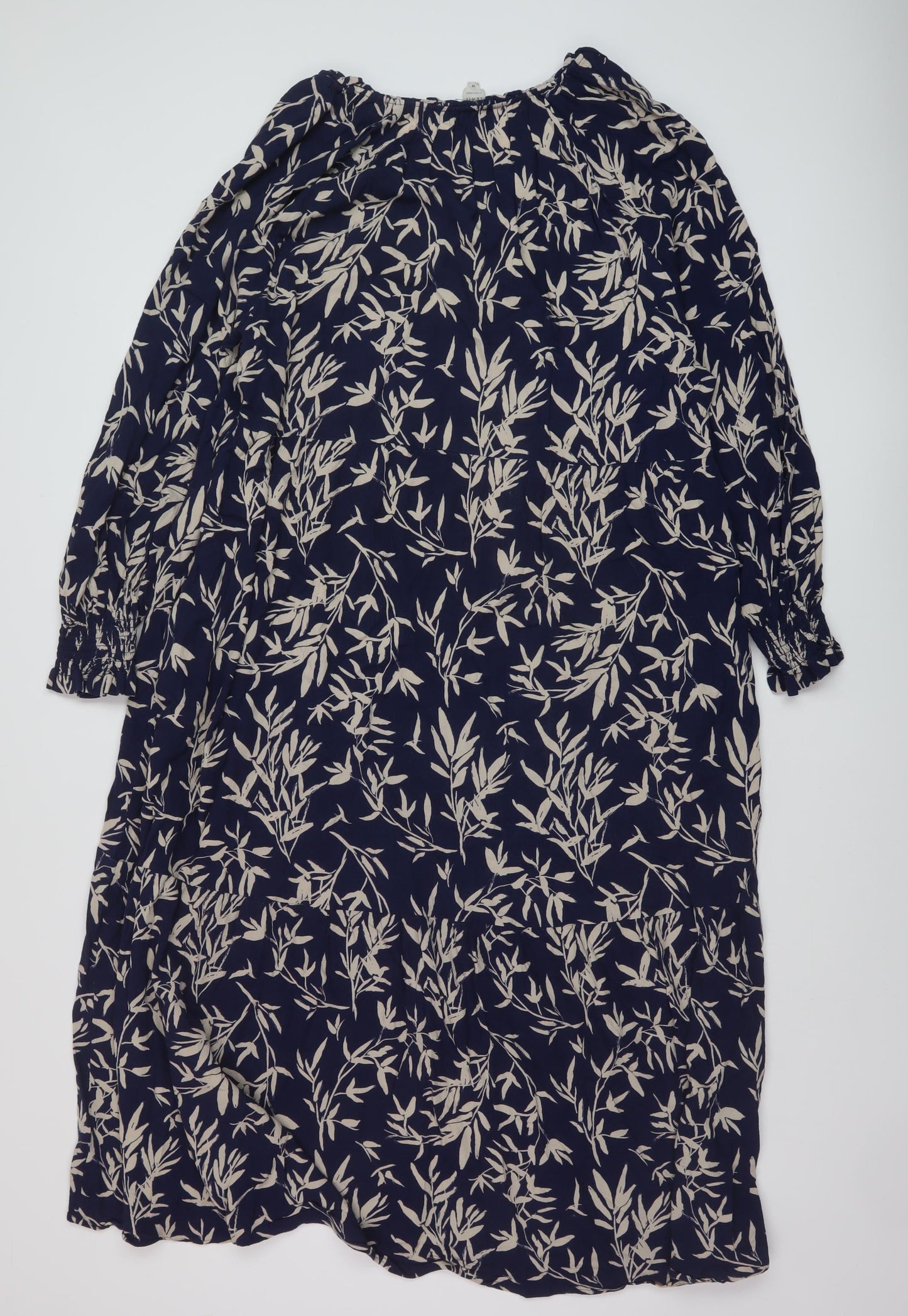 John Lewis Womens Blue Geometric Viscose A-Line Size 18 V-Neck Pullover