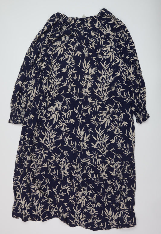 John Lewis Womens Blue Geometric Viscose A-Line Size 18 V-Neck Pullover