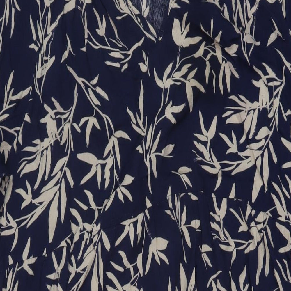 John Lewis Womens Blue Geometric Viscose A-Line Size 18 V-Neck Pullover