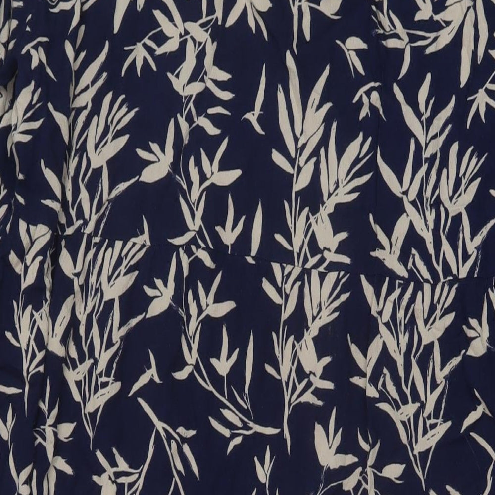 John Lewis Womens Blue Geometric Viscose A-Line Size 18 V-Neck Pullover