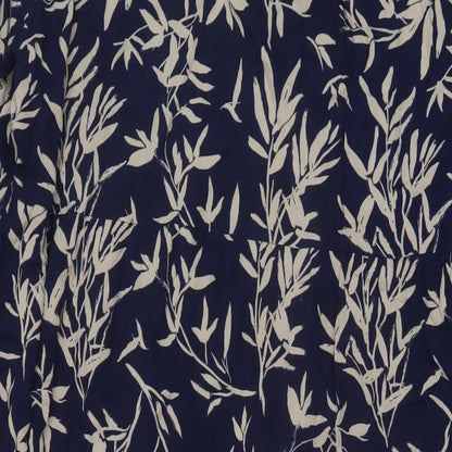 John Lewis Womens Blue Geometric Viscose A-Line Size 18 V-Neck Pullover