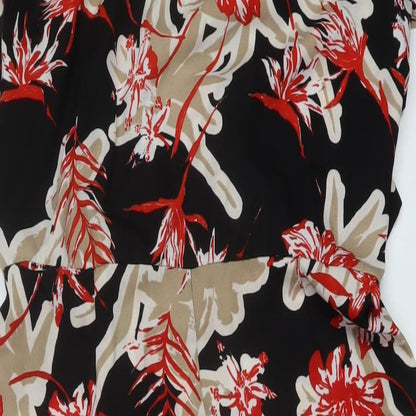 Mango Womens Multicoloured Floral Polyester Jumpsuit One-Piece Size L Tie