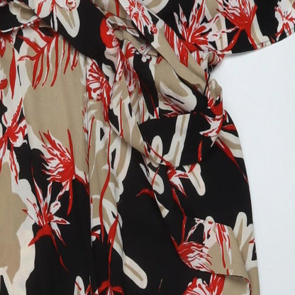 Mango Womens Multicoloured Floral Polyester Jumpsuit One-Piece Size L Tie