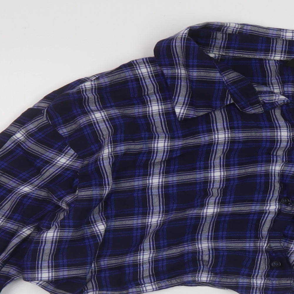 Womens UK Size M H&M Blue Cropped Button-Up
