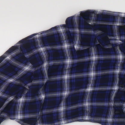 Womens UK Size M H&M Blue Cropped Button-Up