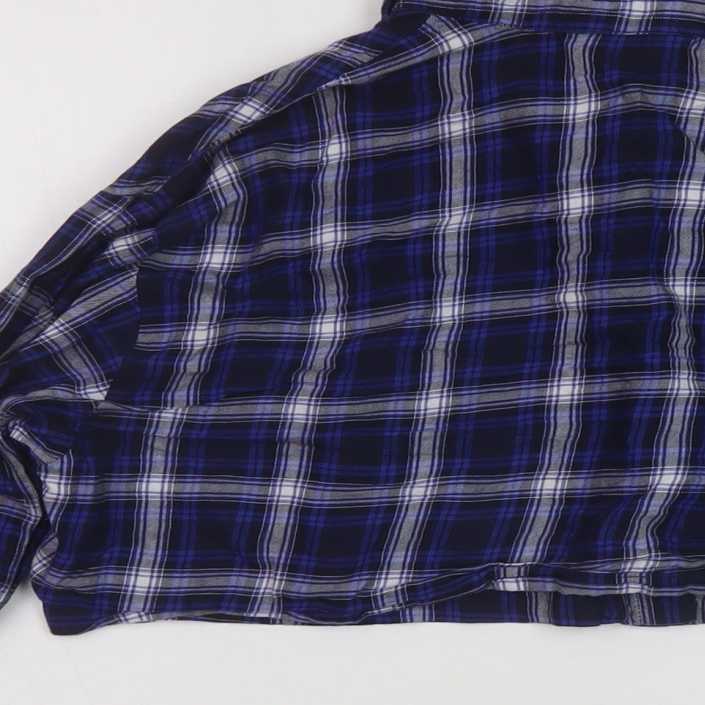 Womens UK Size M H&M Blue Cropped Button-Up