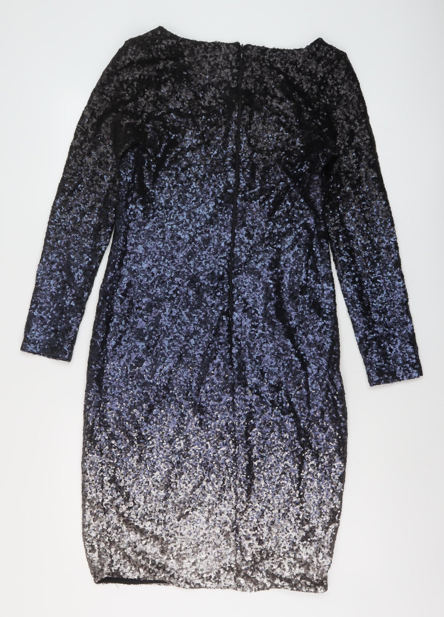 Monsoon Womens Black Polyamide Bodycon Size 12 V-Neck Zip