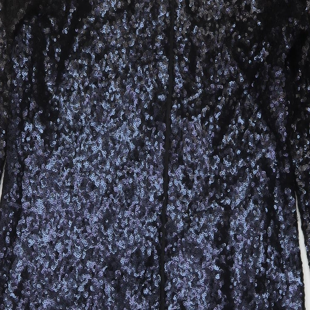 Monsoon Womens Black Polyamide Bodycon Size 12 V-Neck Zip