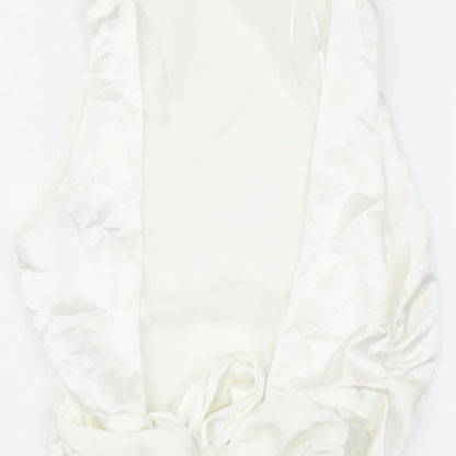 Womens UK Size M Zara White Cropped Blouse