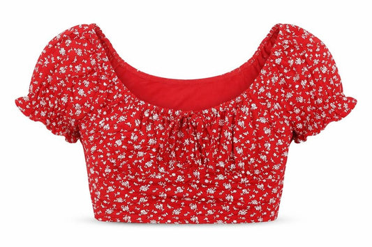 Womens UK Size 10 Quiz Red Cropped Blouse