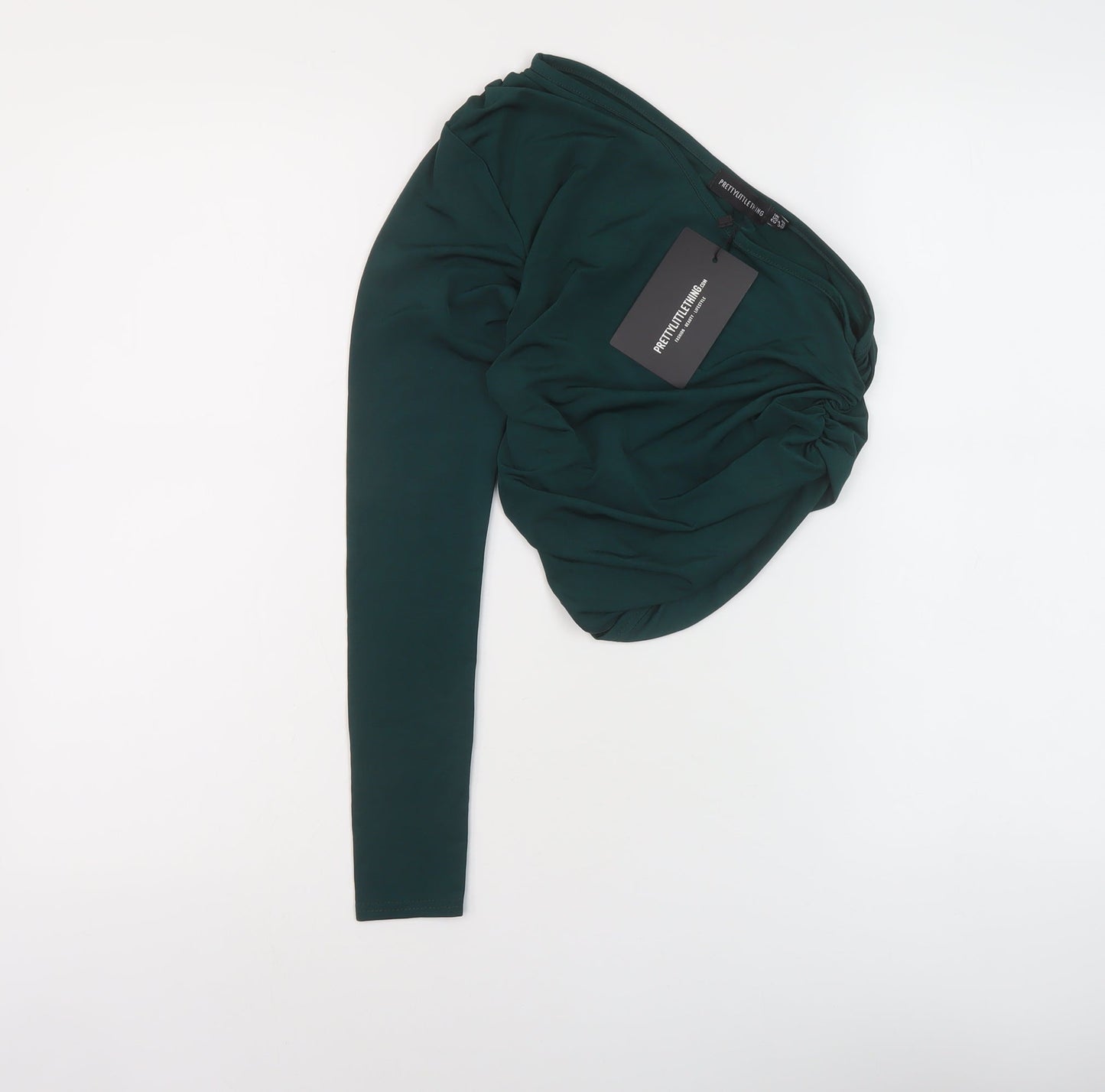 Womens UK Size 10 PRETTYLITTLETHING Green Basic Blouse