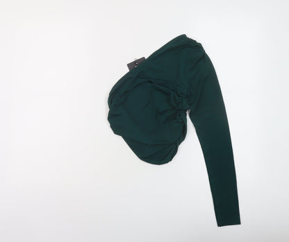Womens UK Size 10 PRETTYLITTLETHING Green Basic Blouse