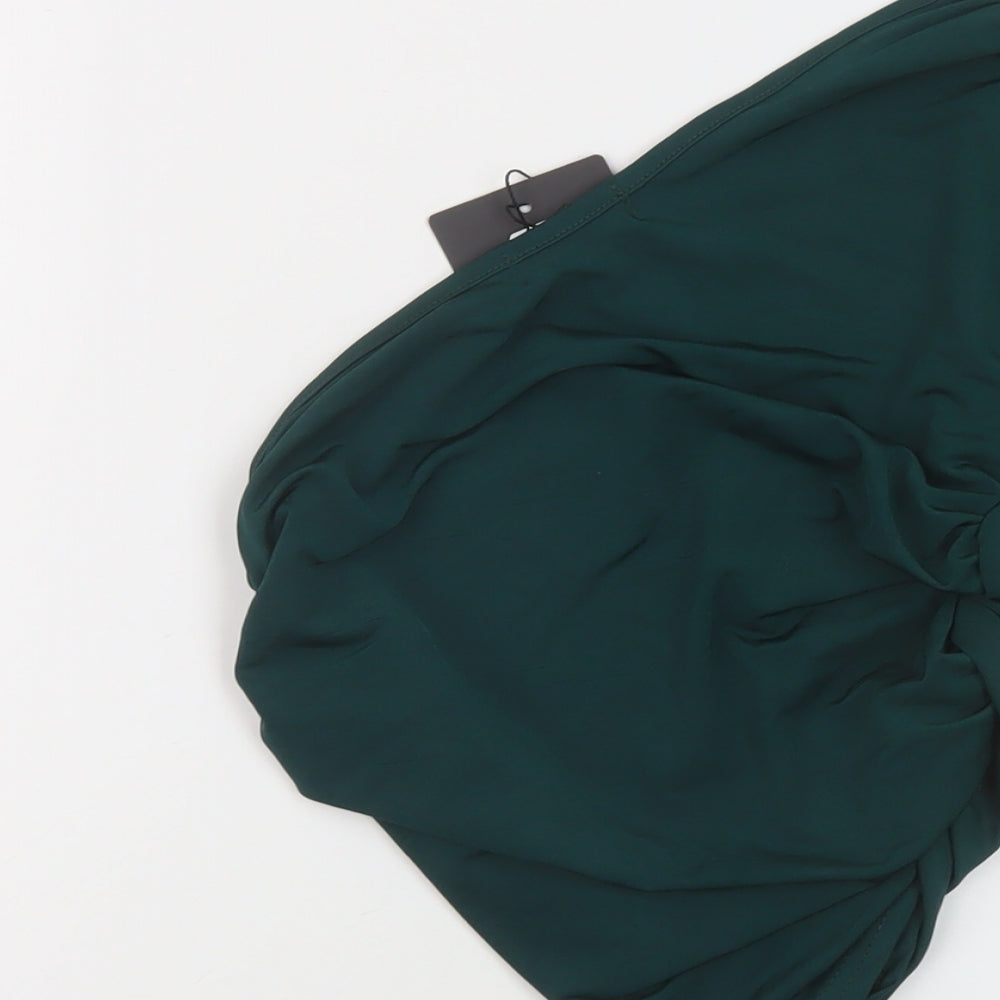 Womens UK Size 10 PRETTYLITTLETHING Green Basic Blouse