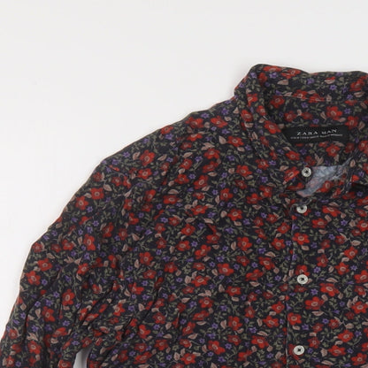 Womens UK Size M Zara Multicoloured Basic Button-Up