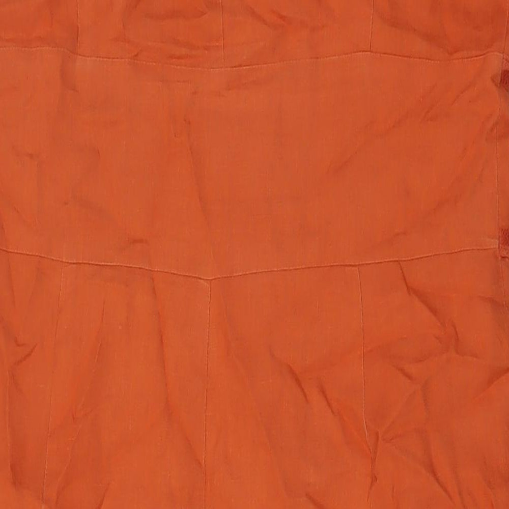 Alex & Co. Womens Orange Linen Pencil Dress Size 14 Round Neck Zip