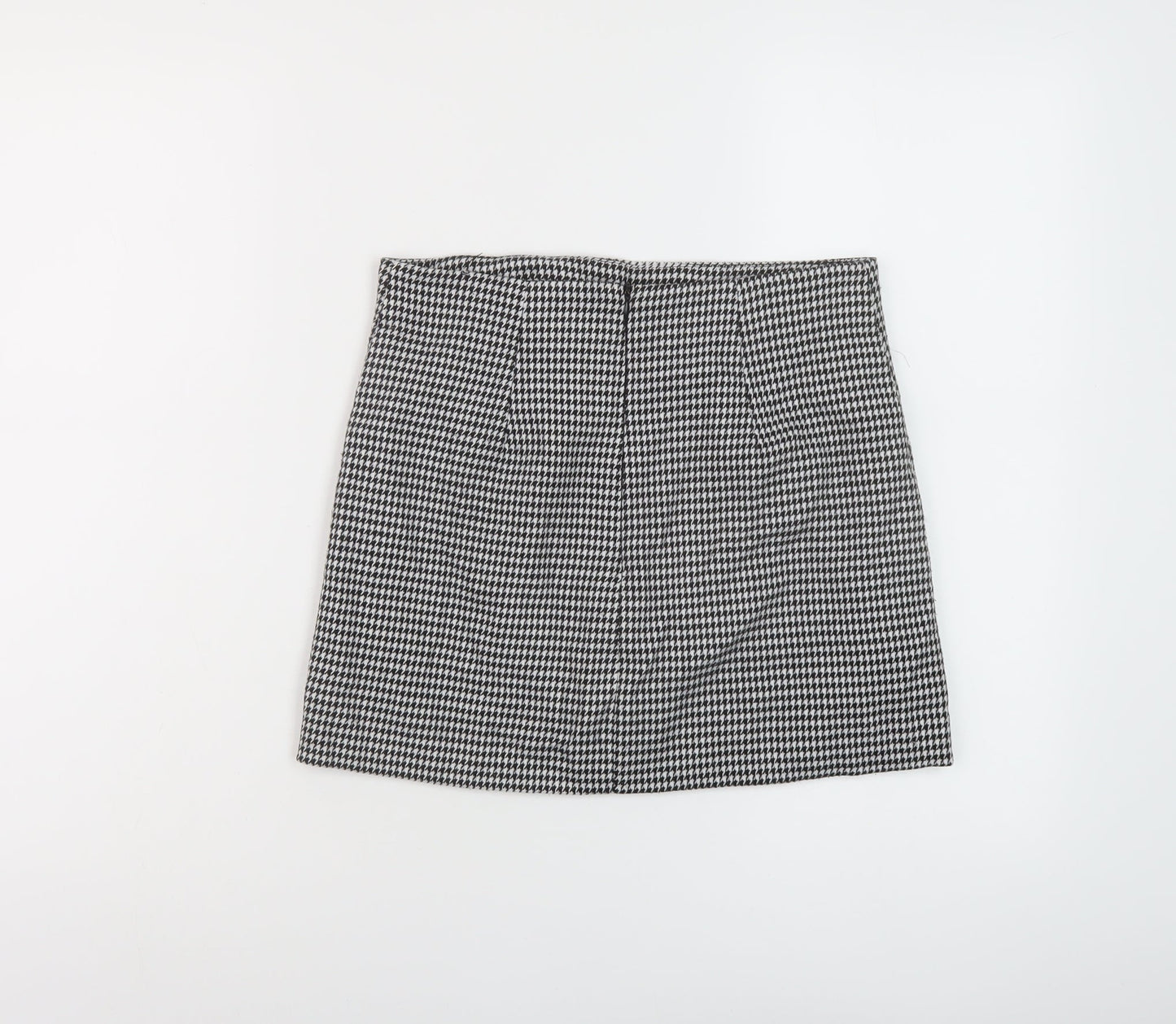 Mango Womens Black Geometric Polyester Mini Skirt Size XS Zip