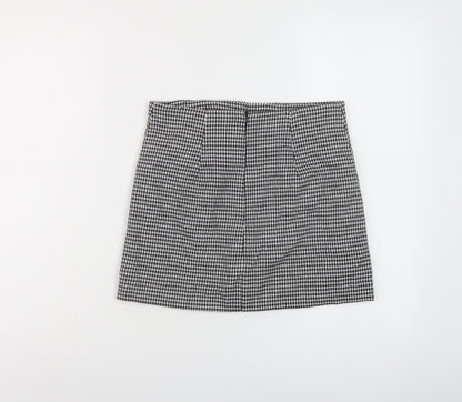 Mango Womens Black Geometric Polyester Mini Skirt Size XS Zip
