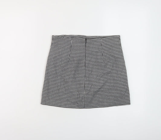 Mango Womens Black Geometric Polyester Mini Skirt Size XS Zip