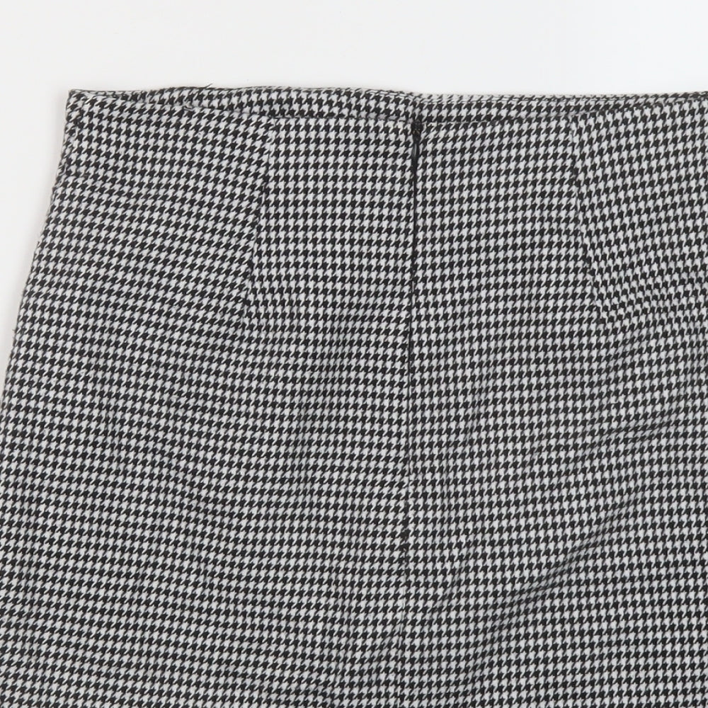 Mango Womens Black Geometric Polyester Mini Skirt Size XS Zip