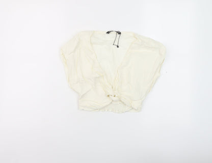 Womens UK Size S Zara Ivory Cropped Tank