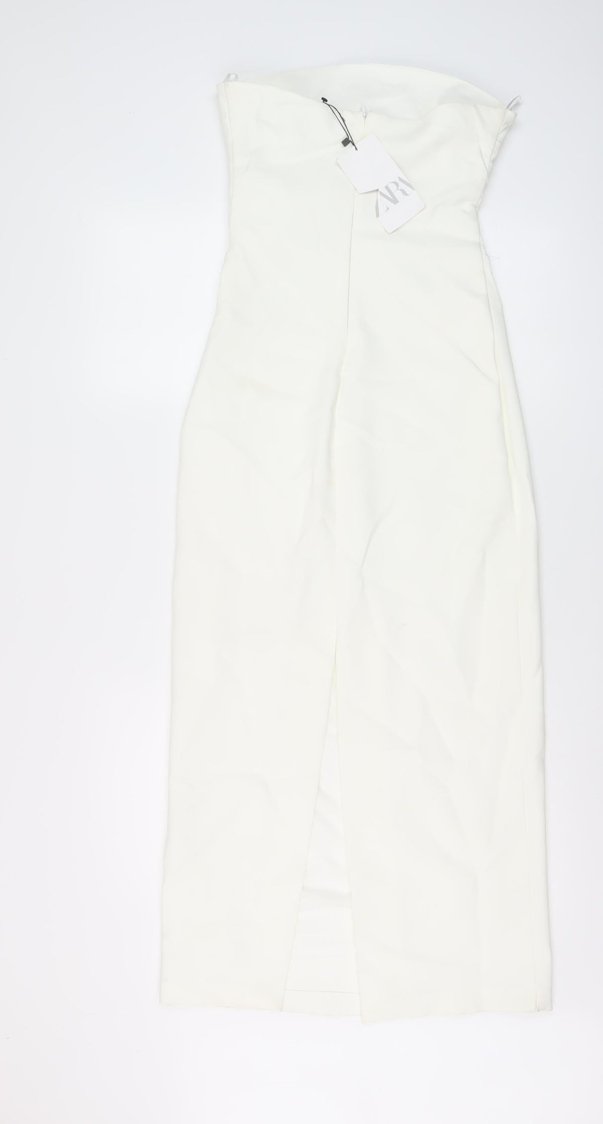 Zara Womens Ivory Polyester A-Line Size S Off the Shoulder Zip