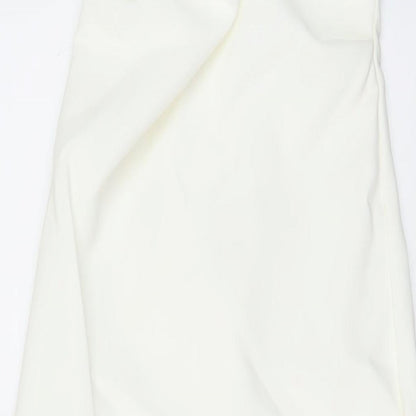 Zara Womens Ivory Polyester A-Line Size S Off the Shoulder Zip