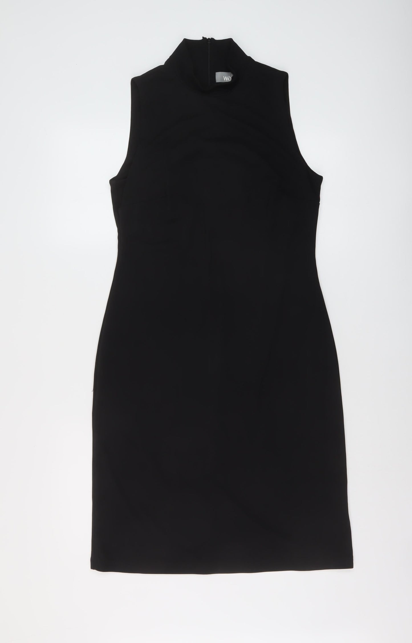 Wallis Womens Black Polyester A-Line Size 12 Mock Neck Zip
