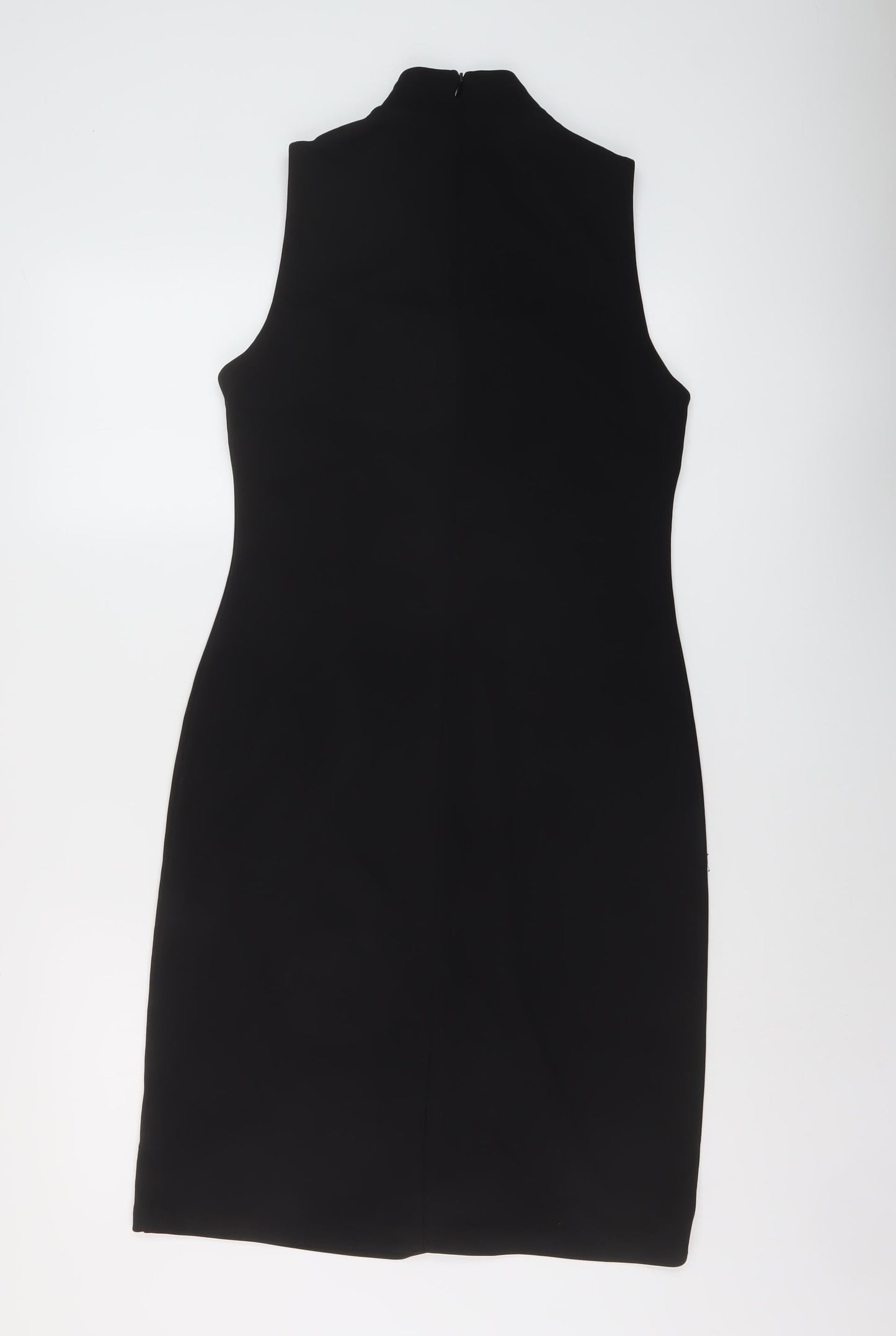 Wallis Womens Black Polyester A-Line Size 12 Mock Neck Zip