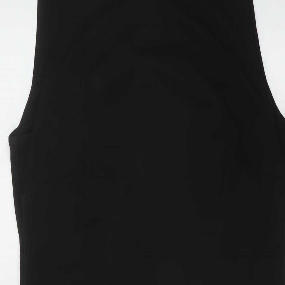 Wallis Womens Black Polyester A-Line Size 12 Mock Neck Zip