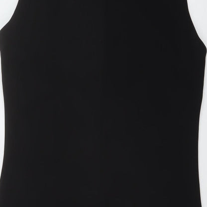 Wallis Womens Black Polyester A-Line Size 12 Mock Neck Zip