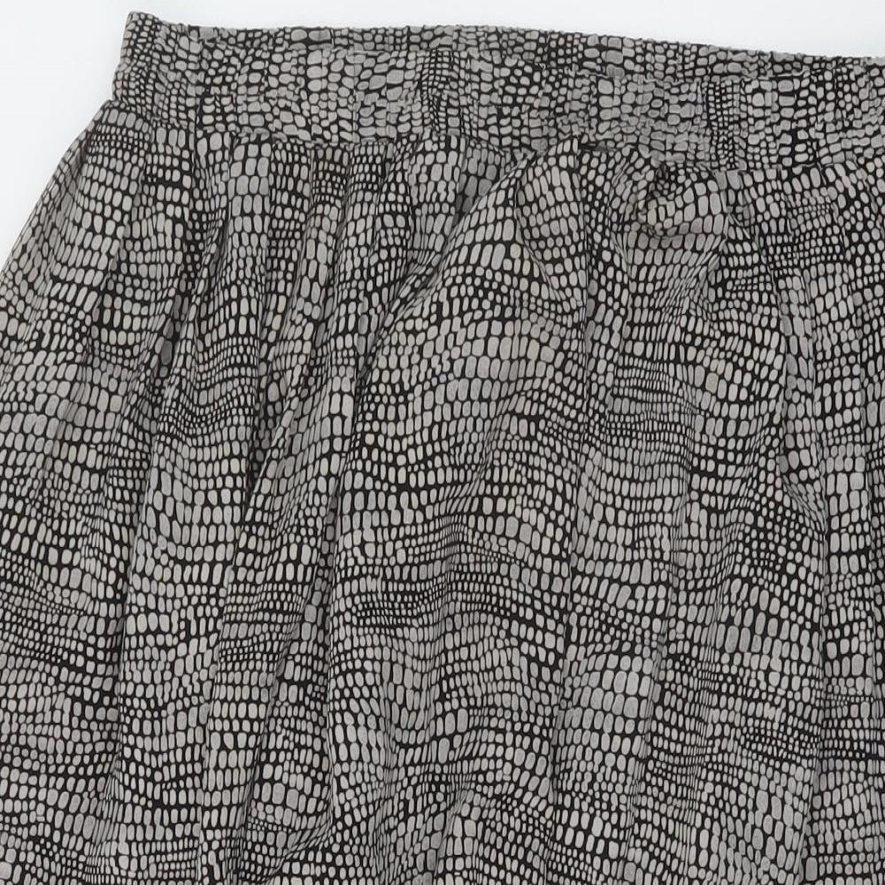 Debenhams Womens Black Geometric Polyester A-Line Skirt Size 14