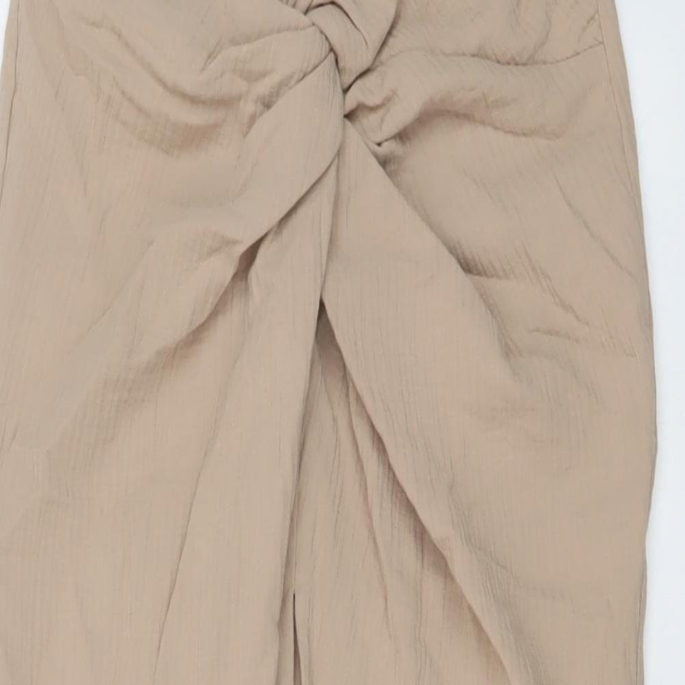 Zra Womens Beige Cotton Straight & Pencil Skirt Size S Zip
