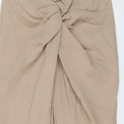 Zra Womens Beige Cotton Straight & Pencil Skirt Size S Zip