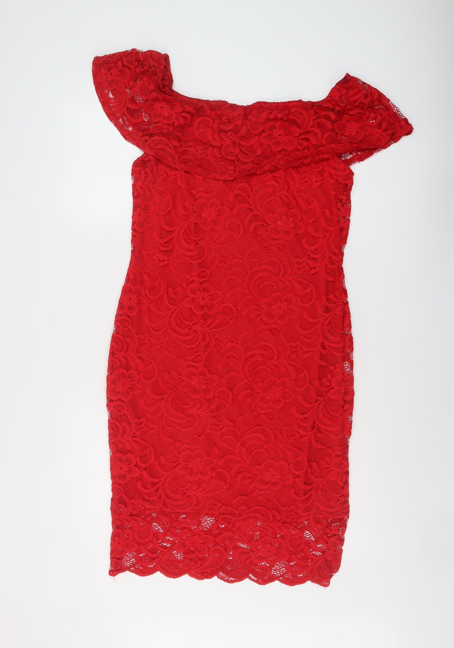 Select Womens Red Polyester Sheath Size 16 Square Neck Pullover