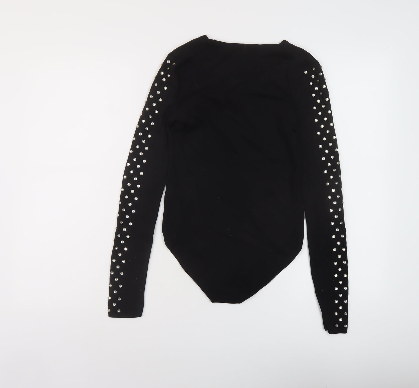 Zara Womens Black Polyamide Bodysuit One-Piece Size S Snap