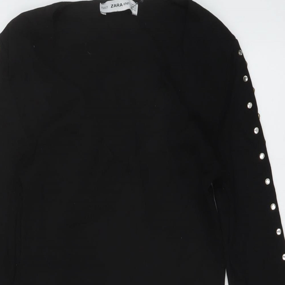 Zara Womens Black Polyamide Bodysuit One-Piece Size S Snap