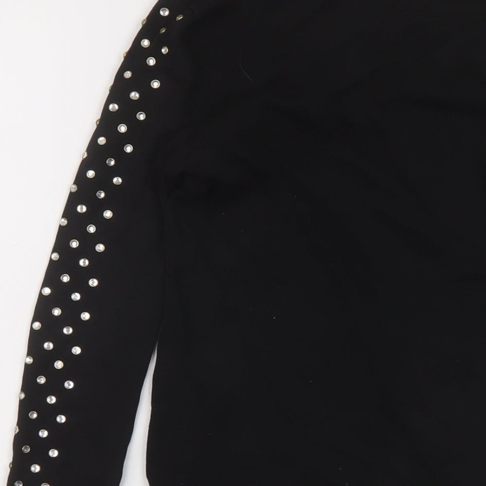 Zara Womens Black Polyamide Bodysuit One-Piece Size S Snap