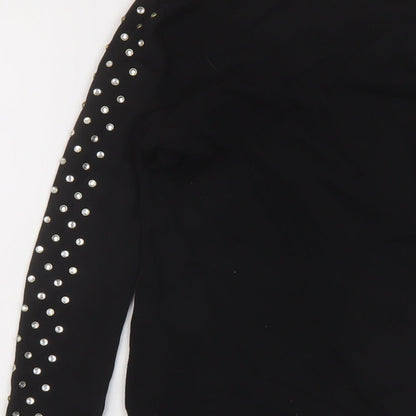 Zara Womens Black Polyamide Bodysuit One-Piece Size S Snap