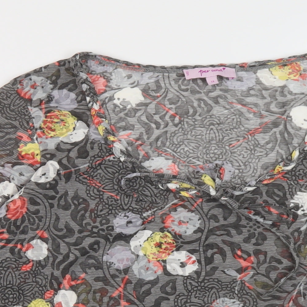 Womens UK Size 14 Per Una Multicoloured Basic Blouse