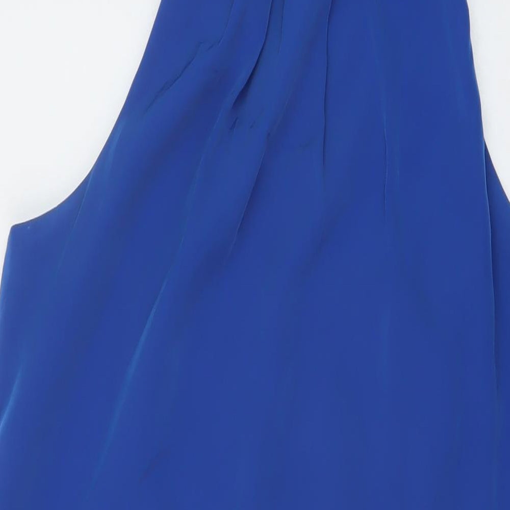 Sfera Womens Blue Polyester A-Line Size L Mock Neck Zip