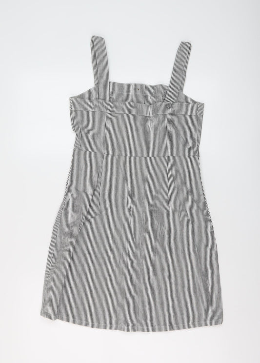 Hollister Womens Green Striped Cotton Mini Size S Square Neck Button