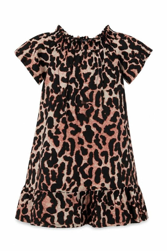 Front view of Roman women’s multicoloured animal print cotton a-line, size UK 10, square neck pullover