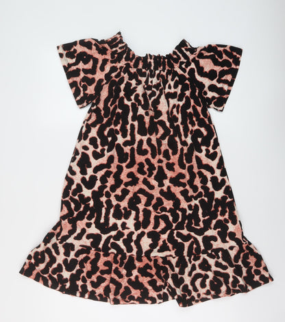 Roman Womens Multicoloured Animal Print Cotton A-Line Size 10 Square Neck Pullover