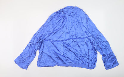 Marks and Spencer Womens Blue Polyester Basic Blouse Size 24 Mock Neck