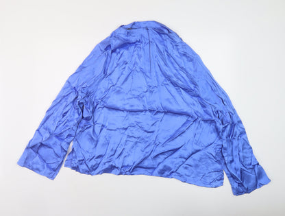 Marks and Spencer Womens Blue Polyester Basic Blouse Size 24 Mock Neck