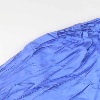 Marks and Spencer Womens Blue Polyester Basic Blouse Size 24 Mock Neck