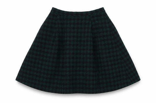 Unqilo Womens Green Check Wool A-Line Skirt Size 27 in Zip